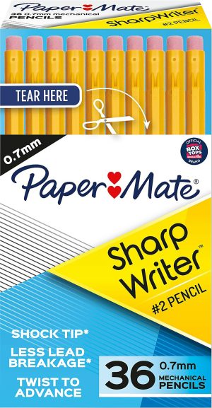 Pencils | Sharpwriter Mechanical Pencils, 0.7 Mm, Yellow Barrel, Pack Of 36 Pencils Office Supplies Pencils