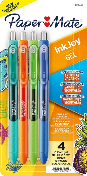 Pens | Inkjoy Gel Pens, Medium Point, 0.7 Mm, Assorted Tropical Vacation Colors, Pack Of 4 Pens Office Supplies Pens